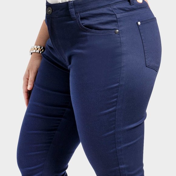 OLGYN Women Stretch Navy Blue Plus Size Ankle Pant - Picture 4 of 5